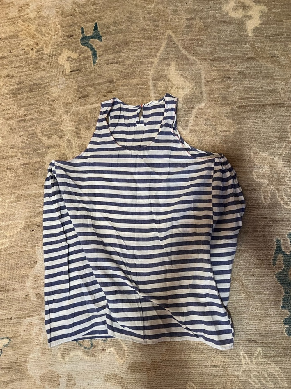 Striped Navy and White Sleeveless Tank Top Injiri rare find vintage
